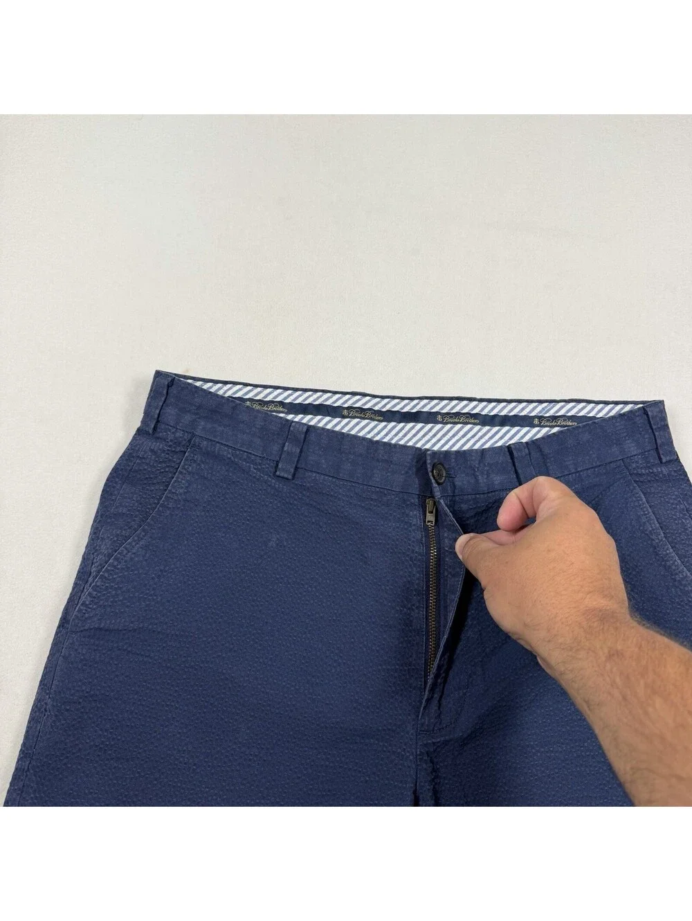 Brooks Brothers Pants Mens 34x32 Blue Genuine Seersucker Clark Chino Preppy